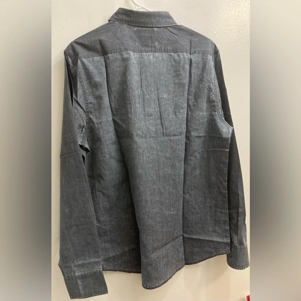 NWT Flag & Anthem Men’s Charcoal Vintage Washed Long Sleeve Shirt Size Medium